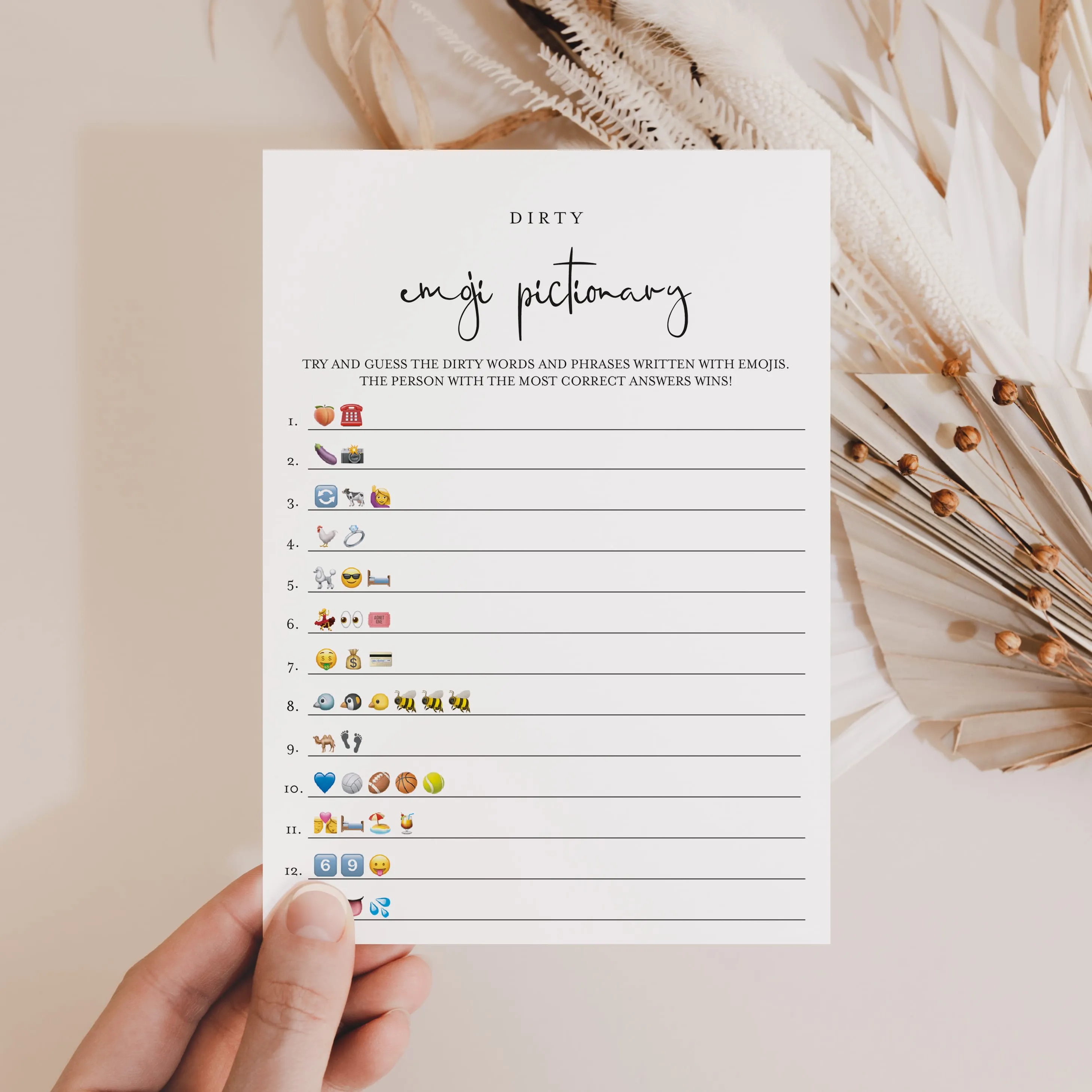Dirty Emoji Pictionary Game With Answers Printable