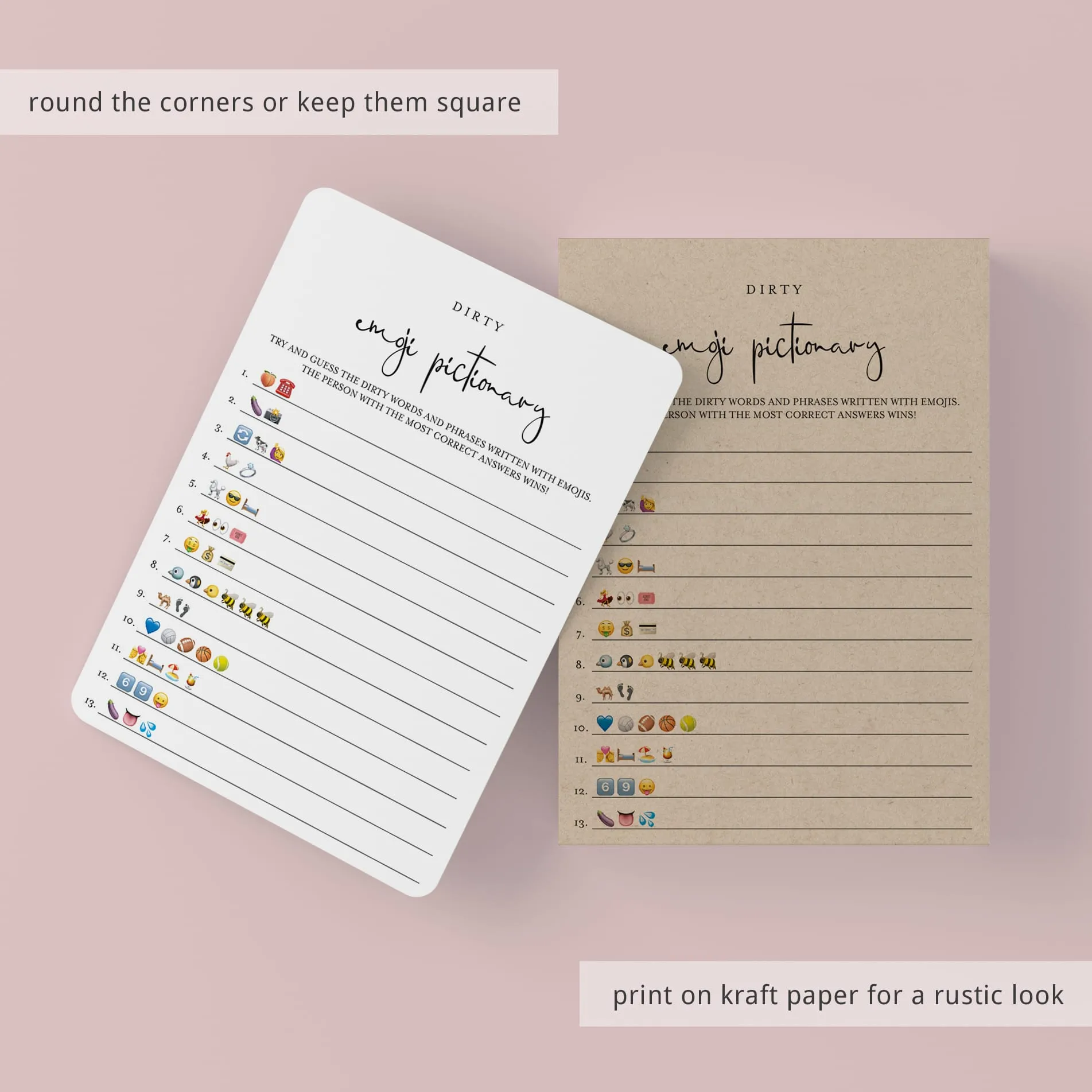 Dirty Emoji Pictionary Game With Answers Printable