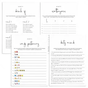 Dirty Games Bundle Printable Modern Minimalist