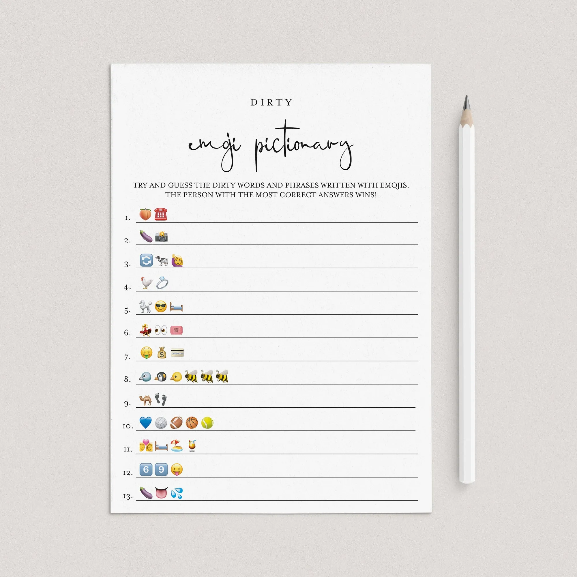 Dirty Games Bundle Printable Modern Minimalist