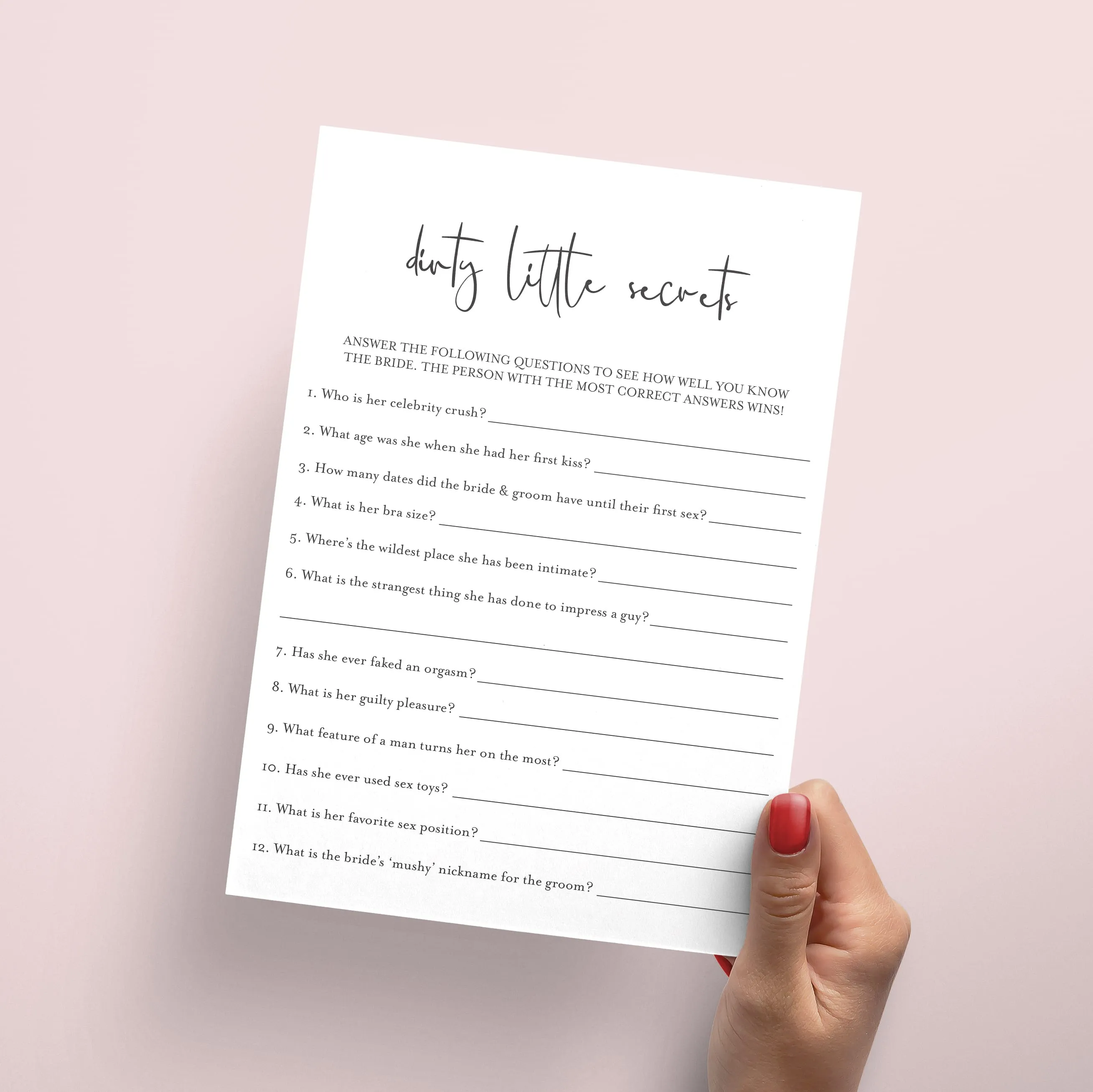 Dirty Little Secrets Who Knows The Bride Best Printable