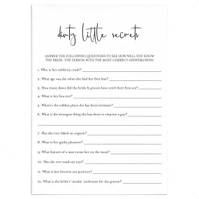 Dirty Little Secrets Who Knows The Bride Best Printable