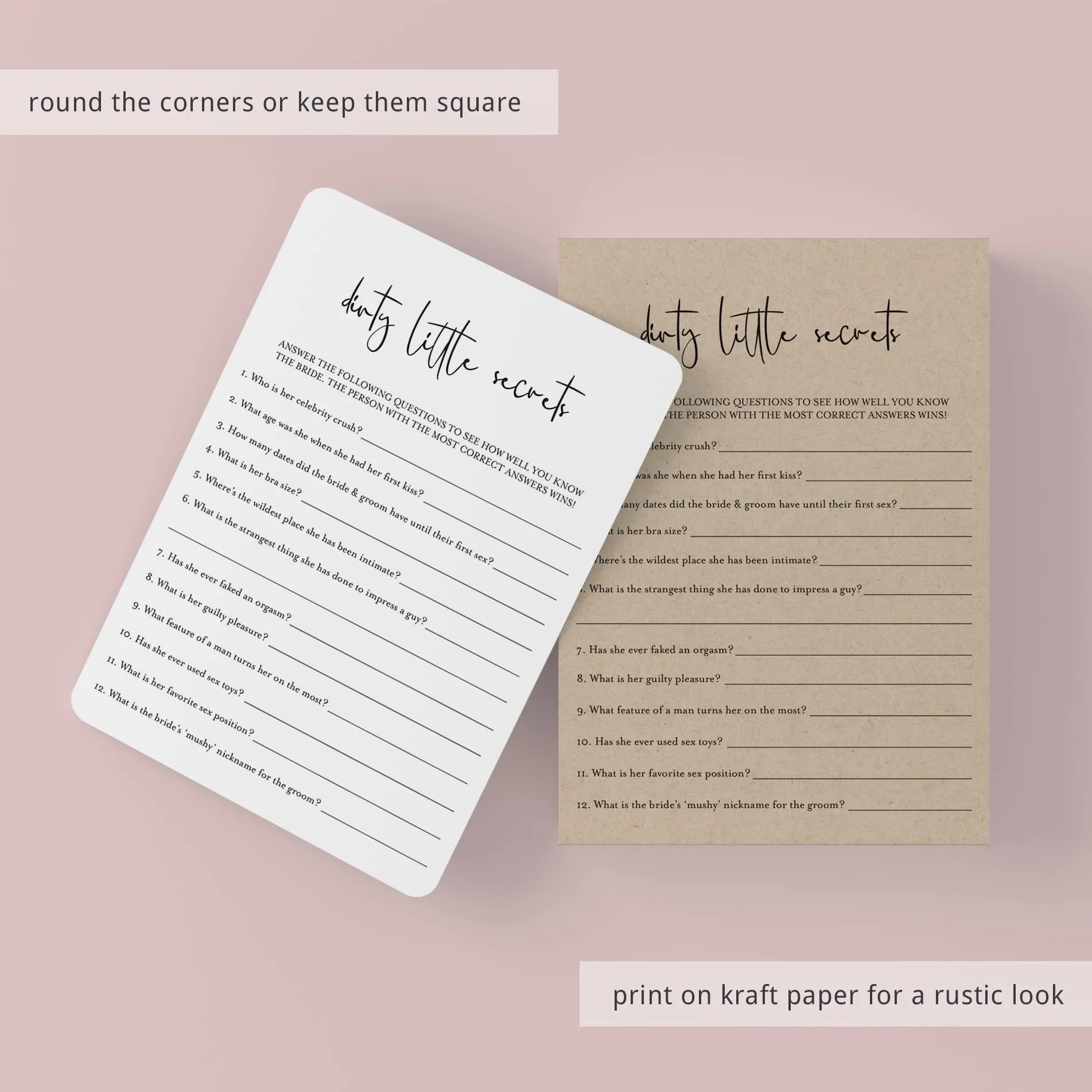Dirty Little Secrets Who Knows The Bride Best Printable