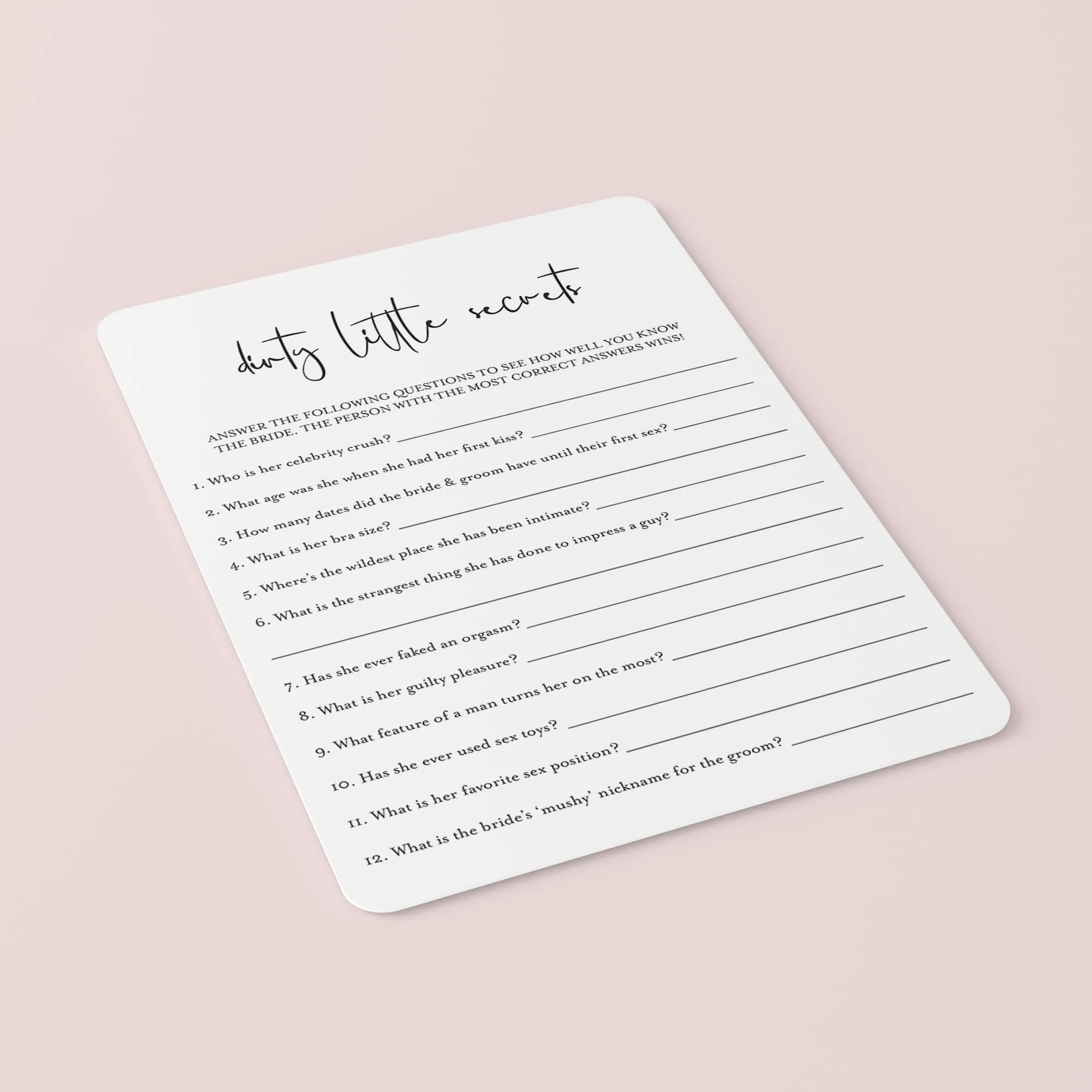 Dirty Little Secrets Who Knows The Bride Best Printable