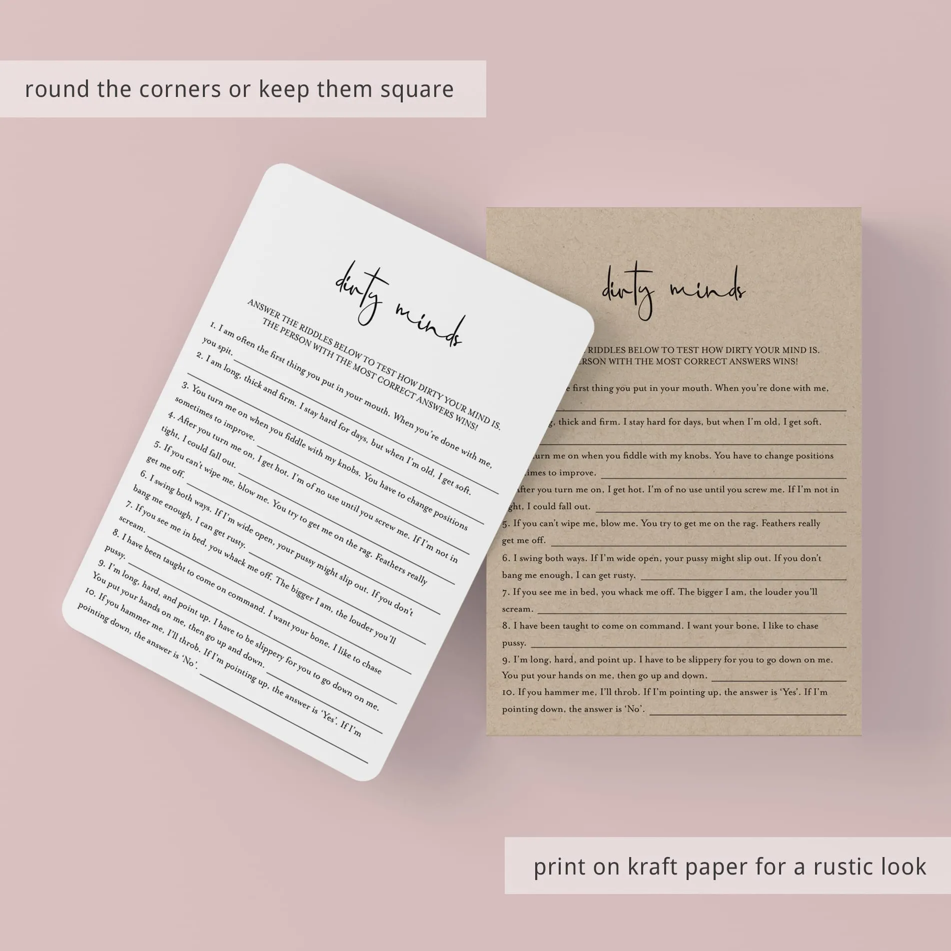 Dirty Minds Game With Answers Printable