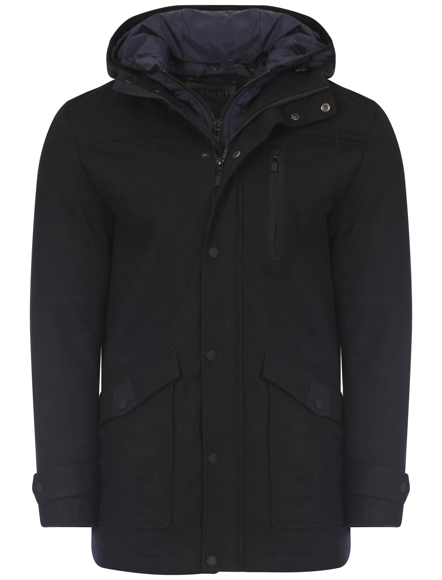 Dissident Gorleston navy double zip wool jacket