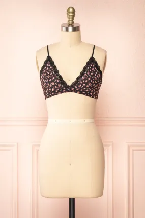 Distyle Black | Floral Mesh Bralette w/ Lace