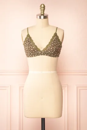 Distyle Green | Floral Mesh Bralette w/ Lace