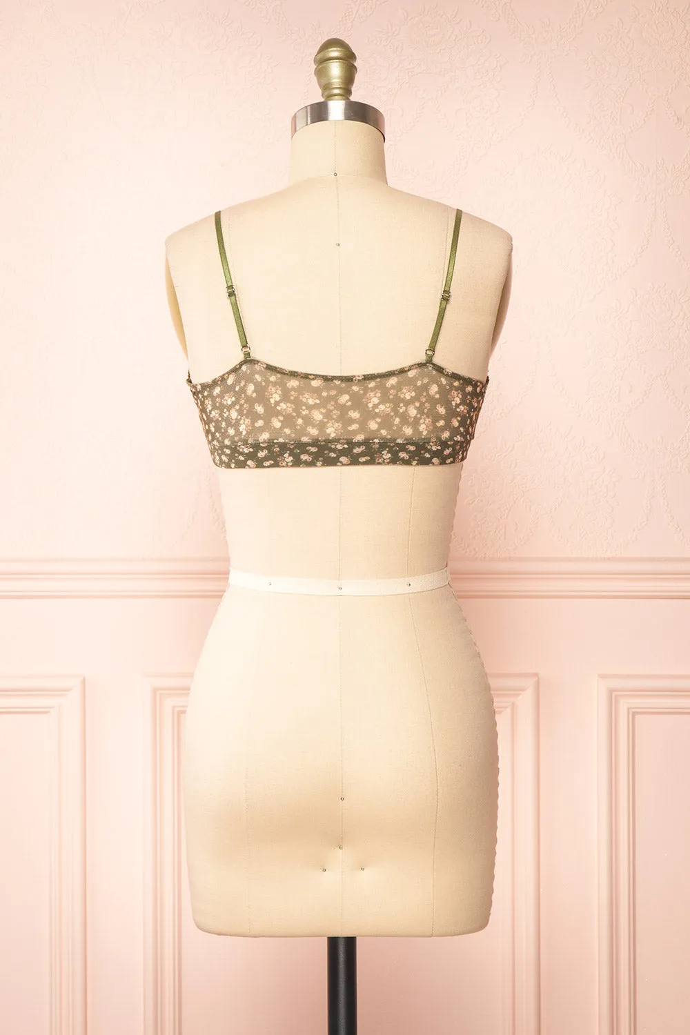 Distyle Green | Floral Mesh Bralette w/ Lace