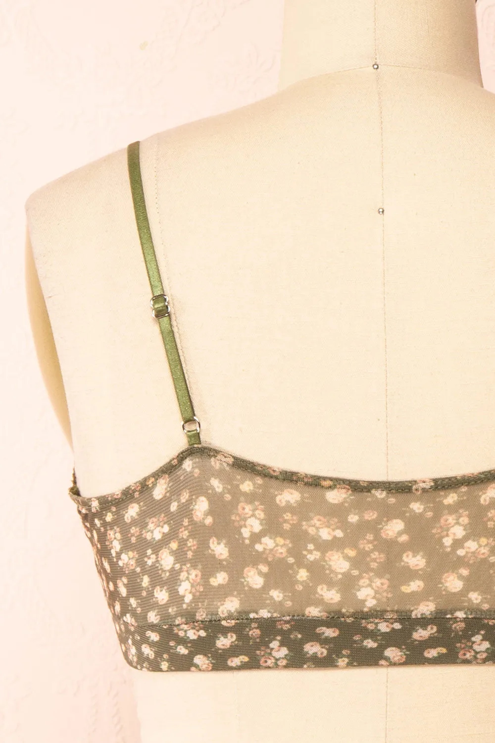 Distyle Green | Floral Mesh Bralette w/ Lace