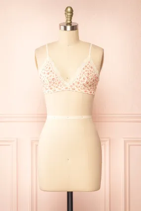 Distyle Ivory | Floral Mesh Bralette w/ Lace