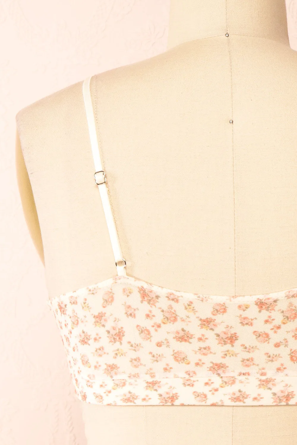 Distyle Ivory | Floral Mesh Bralette w/ Lace