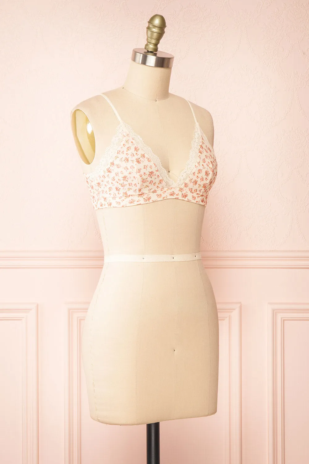 Distyle Ivory | Floral Mesh Bralette w/ Lace