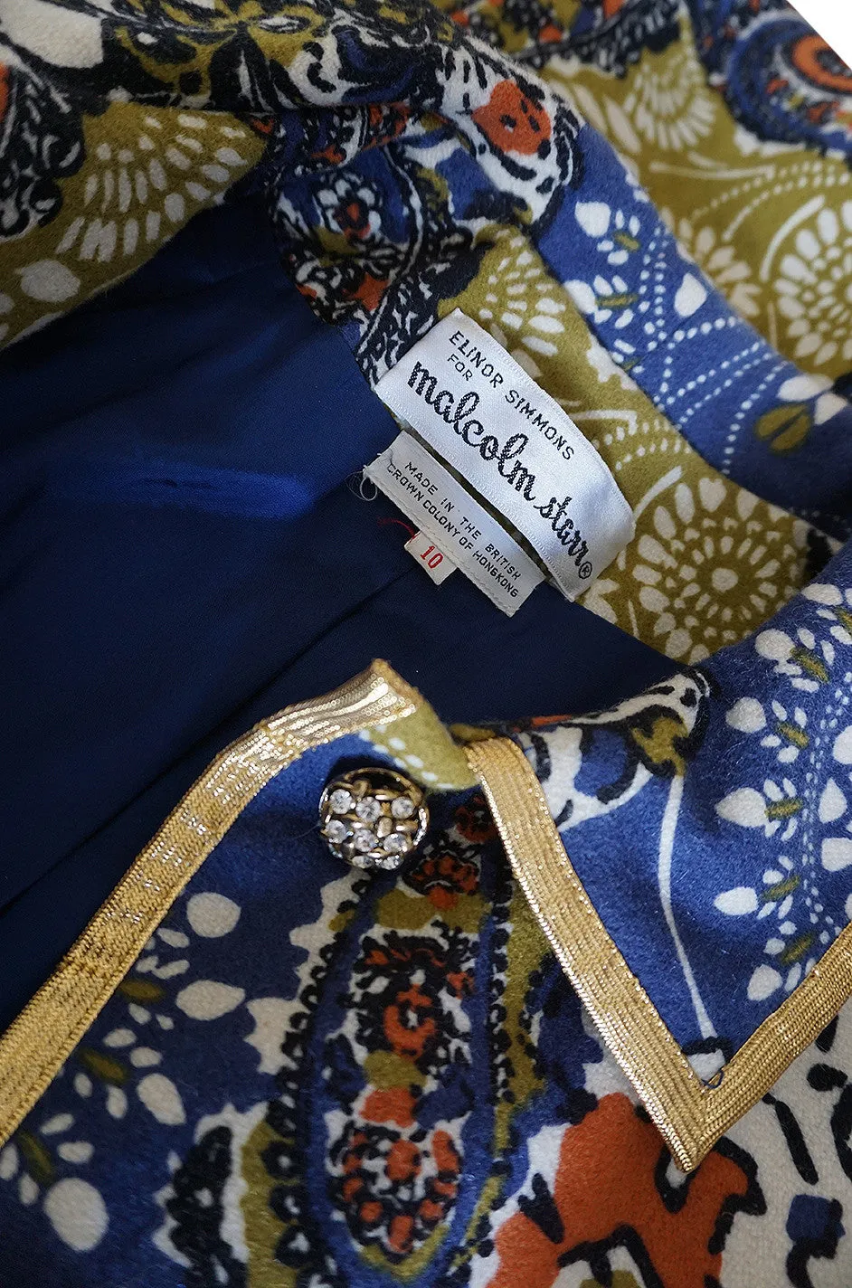 Documented 1970 Gold Trim Felted Wool Malcolm Starr Coat