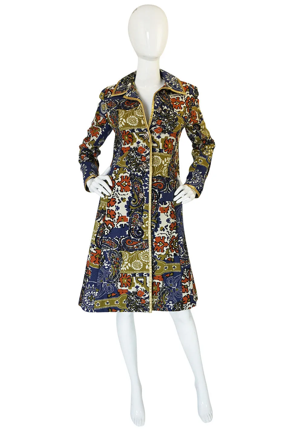Documented 1970 Gold Trim Felted Wool Malcolm Starr Coat