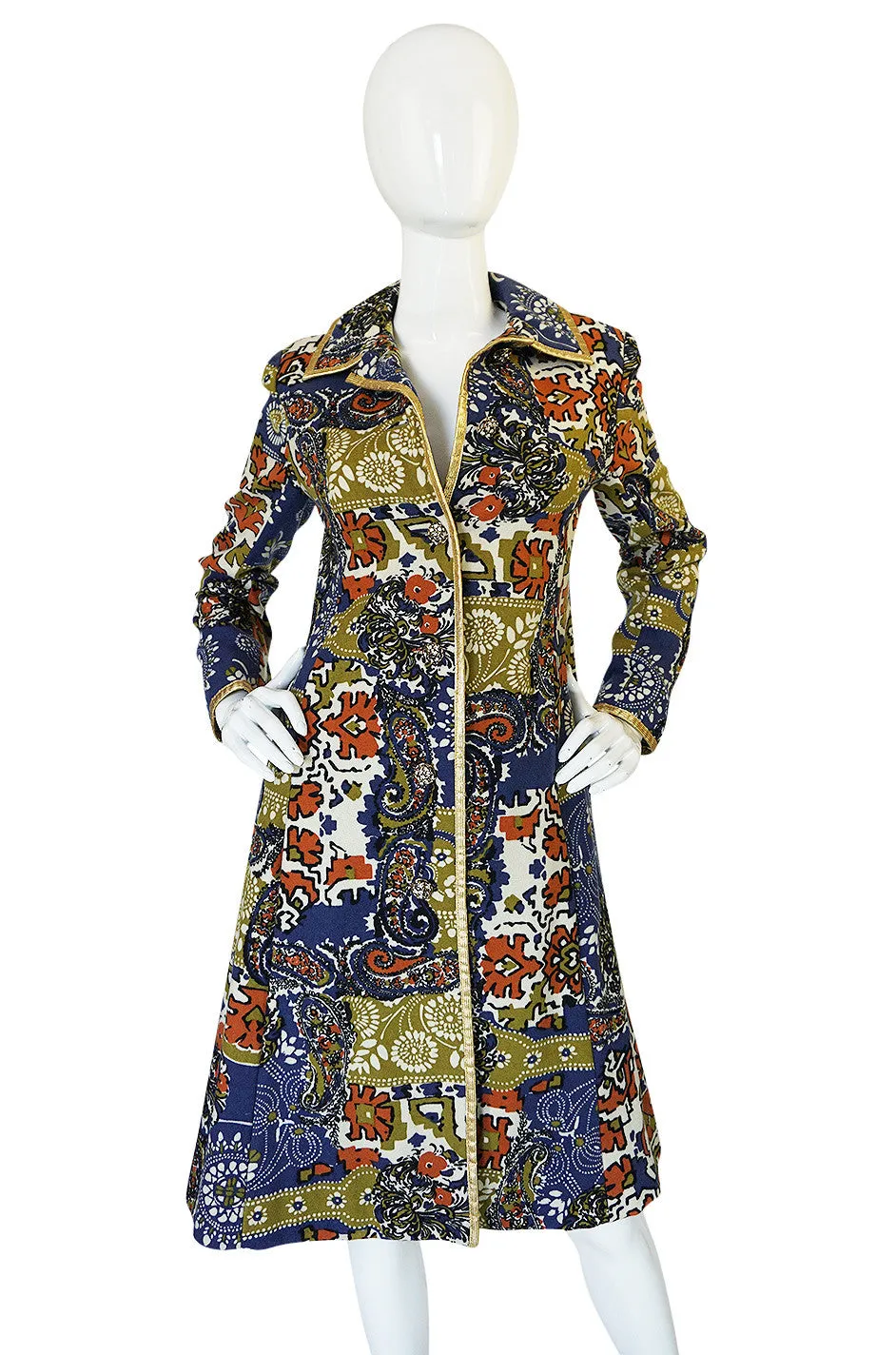 Documented 1970 Gold Trim Felted Wool Malcolm Starr Coat