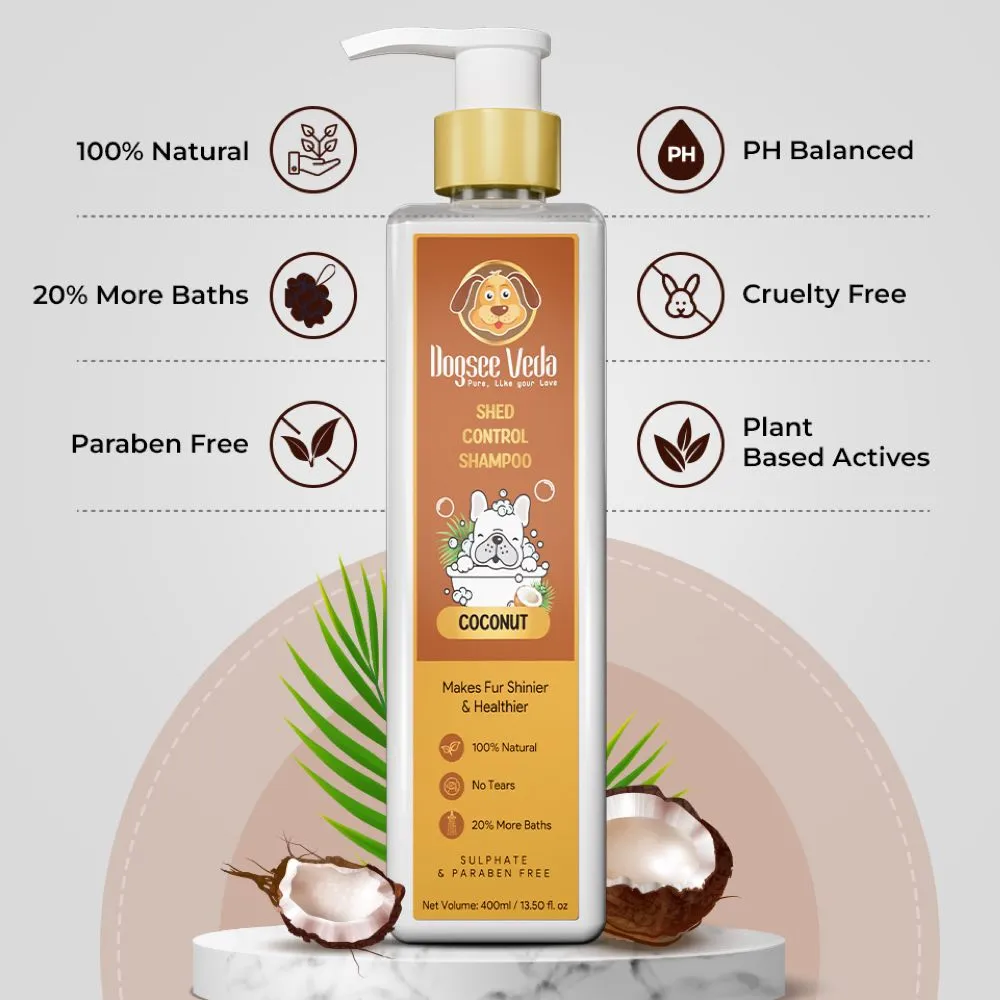 Dogsee Veda Coconut Shed Control Dog Shampoo 400ml