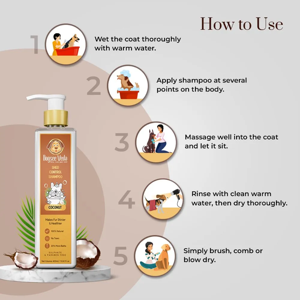 Dogsee Veda Coconut Shed Control Dog Shampoo 400ml