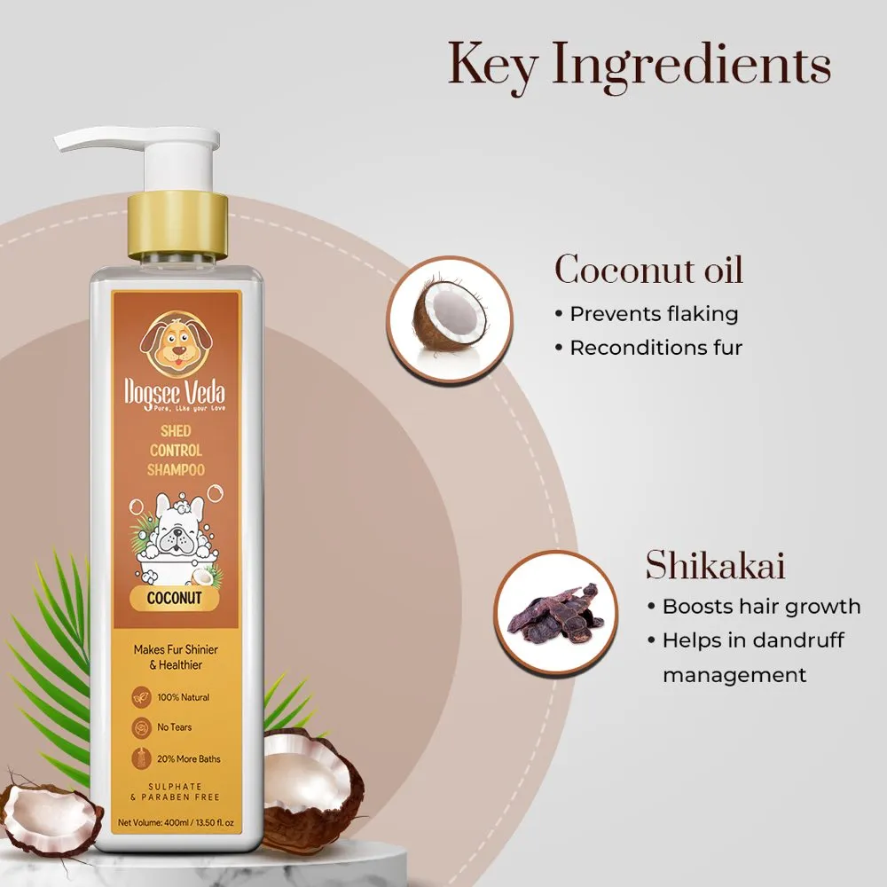 Dogsee Veda Coconut Shed Control Dog Shampoo 400ml