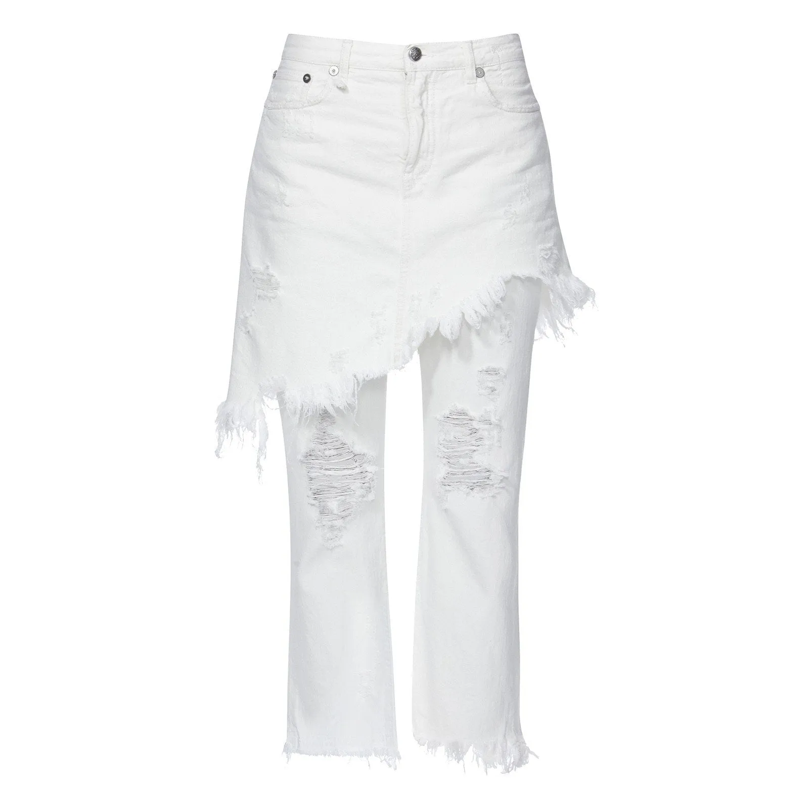 DOUBLE CLASSIC DISTRESSED JEANS IN WHITE
