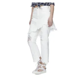 DOUBLE CLASSIC DISTRESSED JEANS IN WHITE