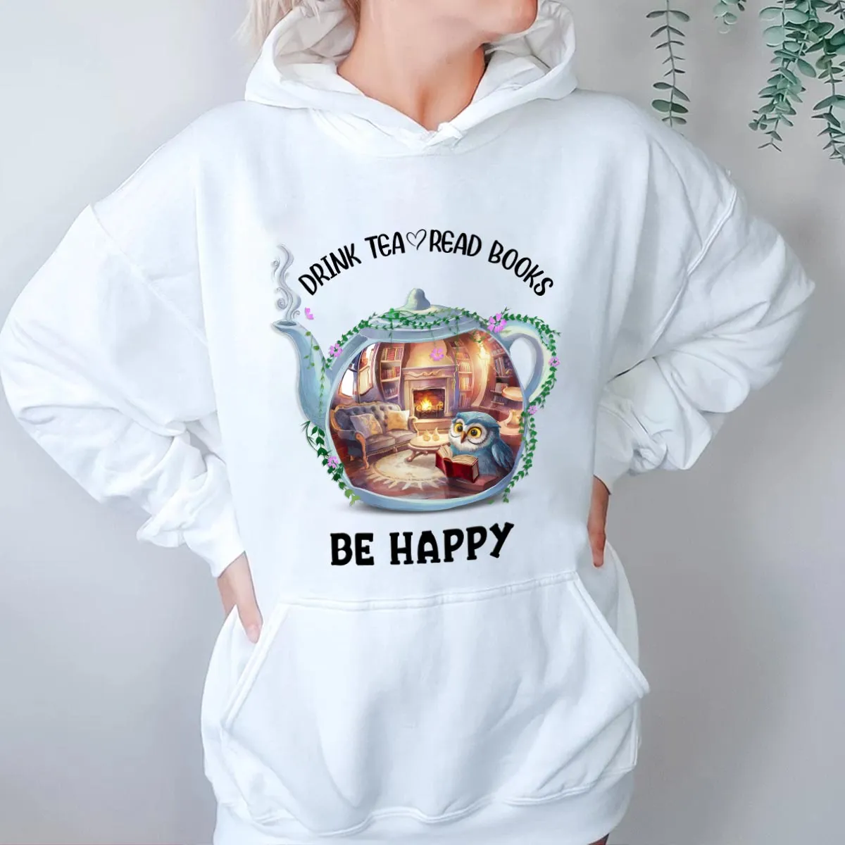 Drink Tea Read Books Teapot Owl Book Lovers Gift HDW2035