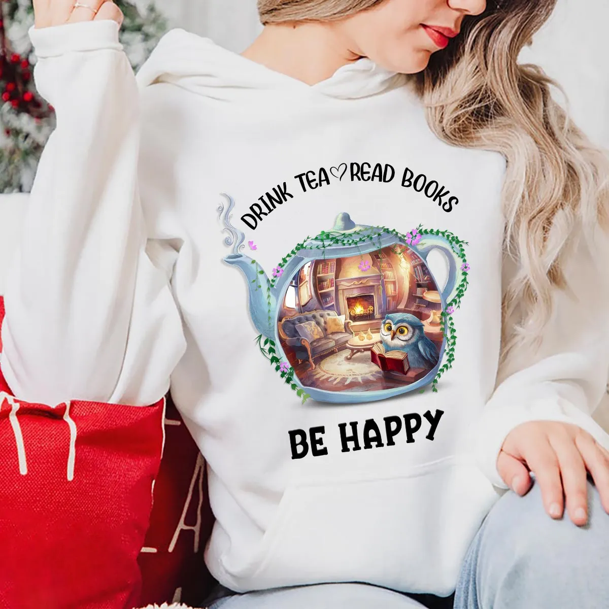 Drink Tea Read Books Teapot Owl Book Lovers Gift HDW2035