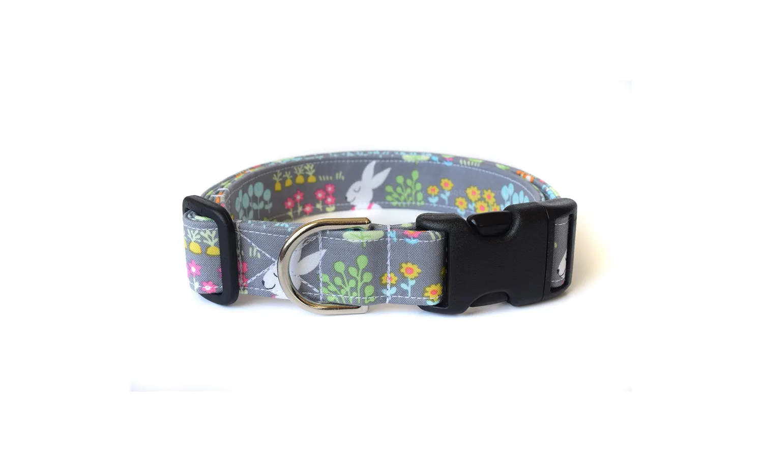 Easter Bunny with Flowers on Gray Dog Collar