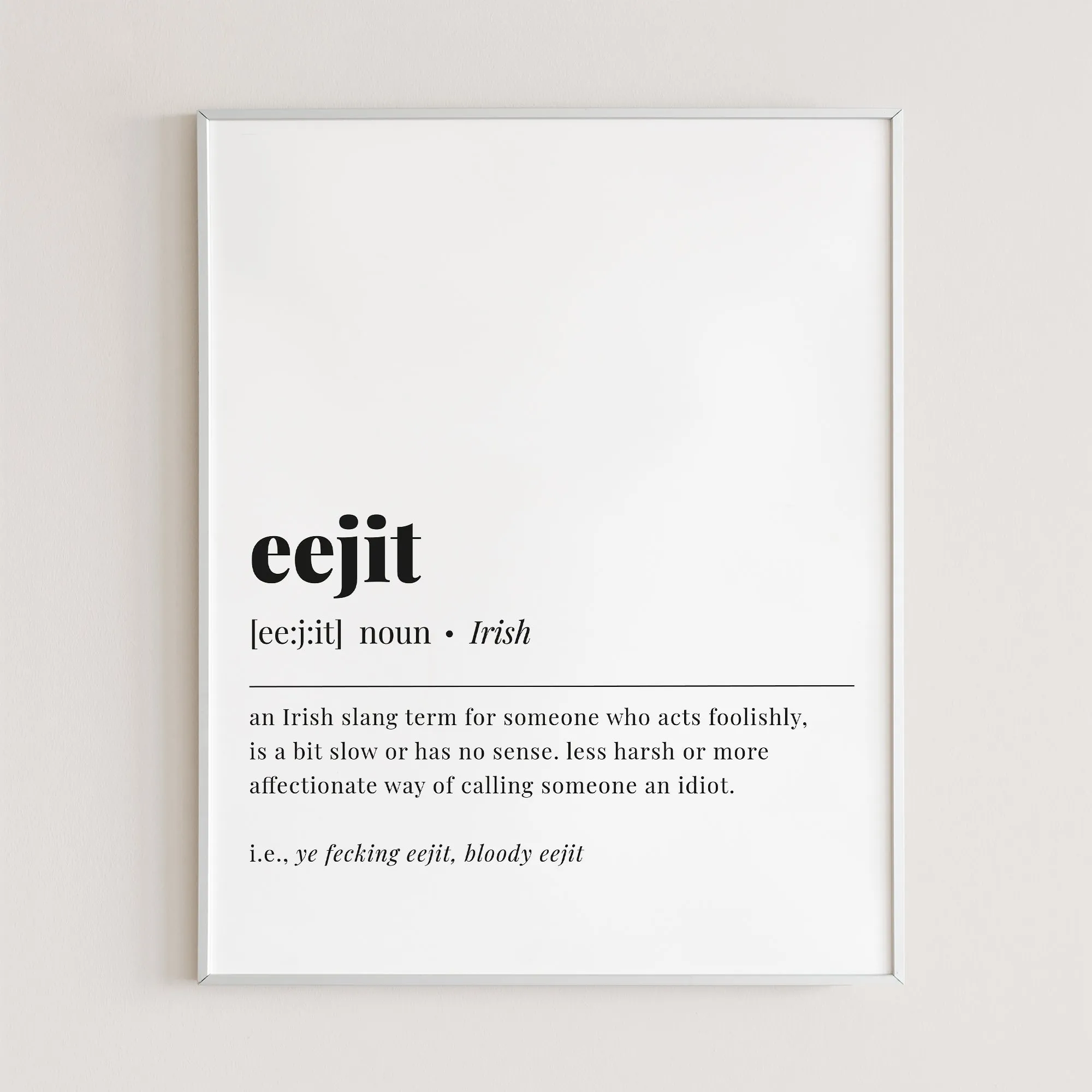 Eejit Definition Print Instant Download