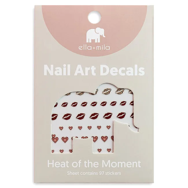 ella mila -  Nail Art Decal - Heat of the Moment - Lips and Heartbeat