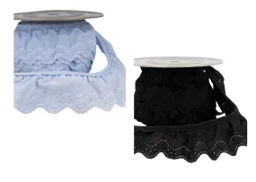 Embroidered Cotton Eyelet Anglais Frill Trim