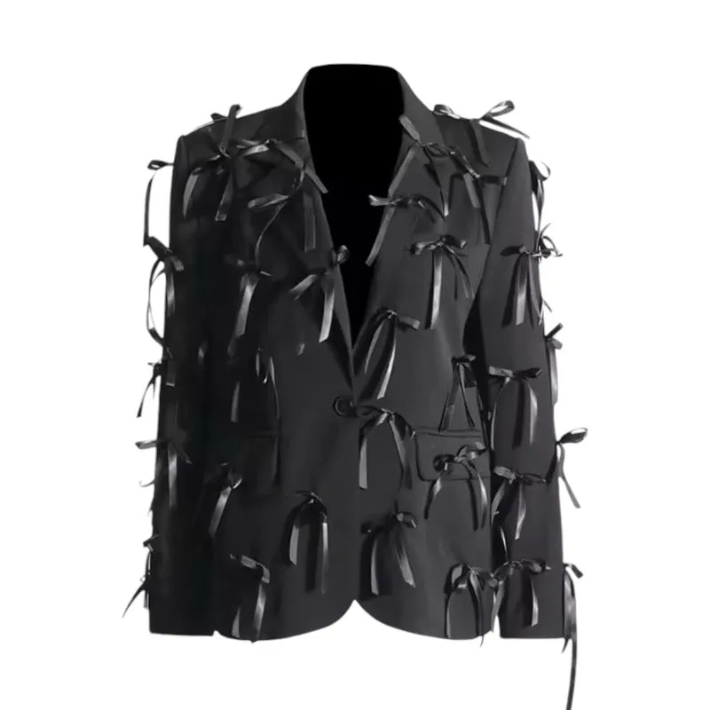 Erica Tied Ribbons Decor Blazer