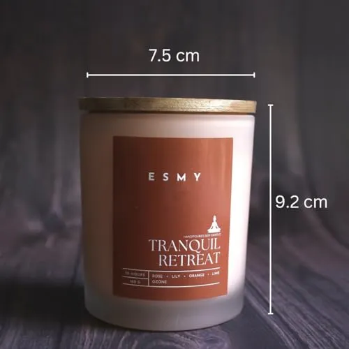 ESMY Soy Wax Scented Candle | 160 gm | 30 Hours Burn Time | Tranquil Retreat | Non-Toxic, Long-Lasting, Premium Scented Candle for Home Decor, Gifting & Aromatherapy