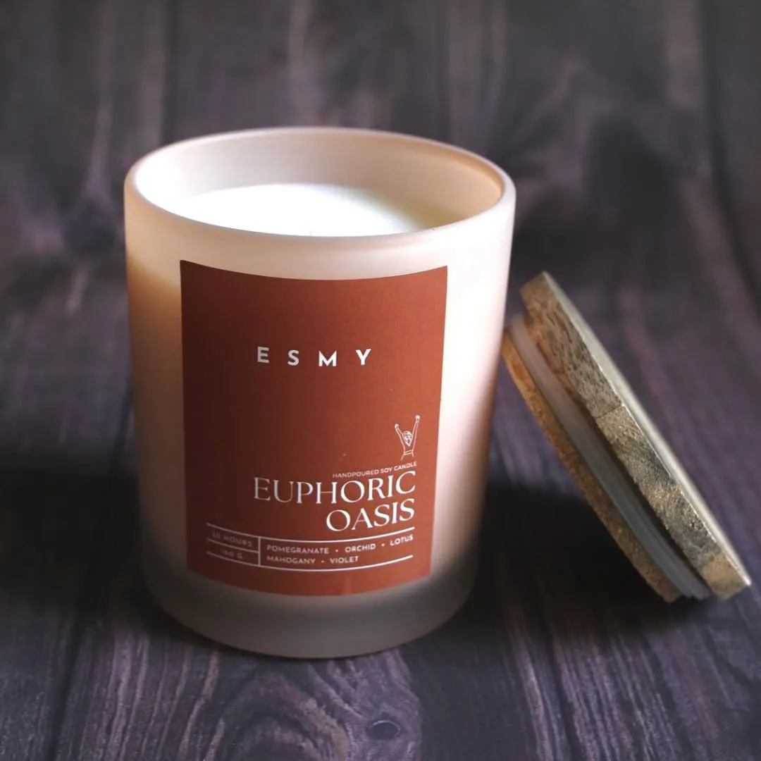 ESMY Soy Wax Scented Candle | Euphoric Oasis | 30 Hours Burn Time | Non-Toxic, Long-Lasting, Premium Scented Candle for Home Decor, Gifting & Aromatherapy