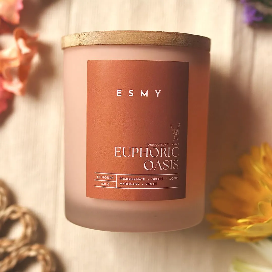 ESMY Soy Wax Scented Candle | Euphoric Oasis | 30 Hours Burn Time | Non-Toxic, Long-Lasting, Premium Scented Candle for Home Decor, Gifting & Aromatherapy