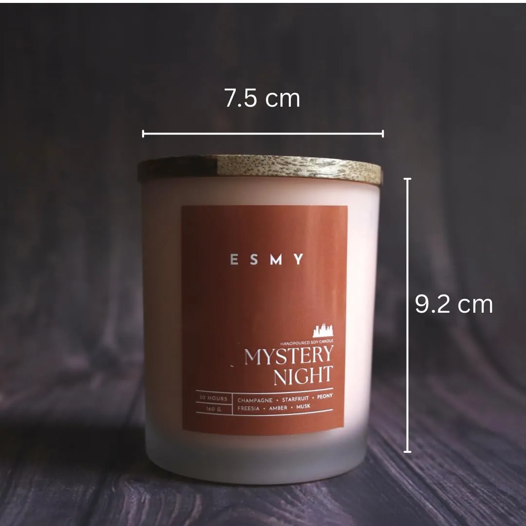 ESMY Soy Wax Scented Candle | Mystery Night | 30 Hours Burn Time | Non-Toxic, Long-Lasting, Premium Scented Candle for Home Decor, Gifting & Aromatherapy