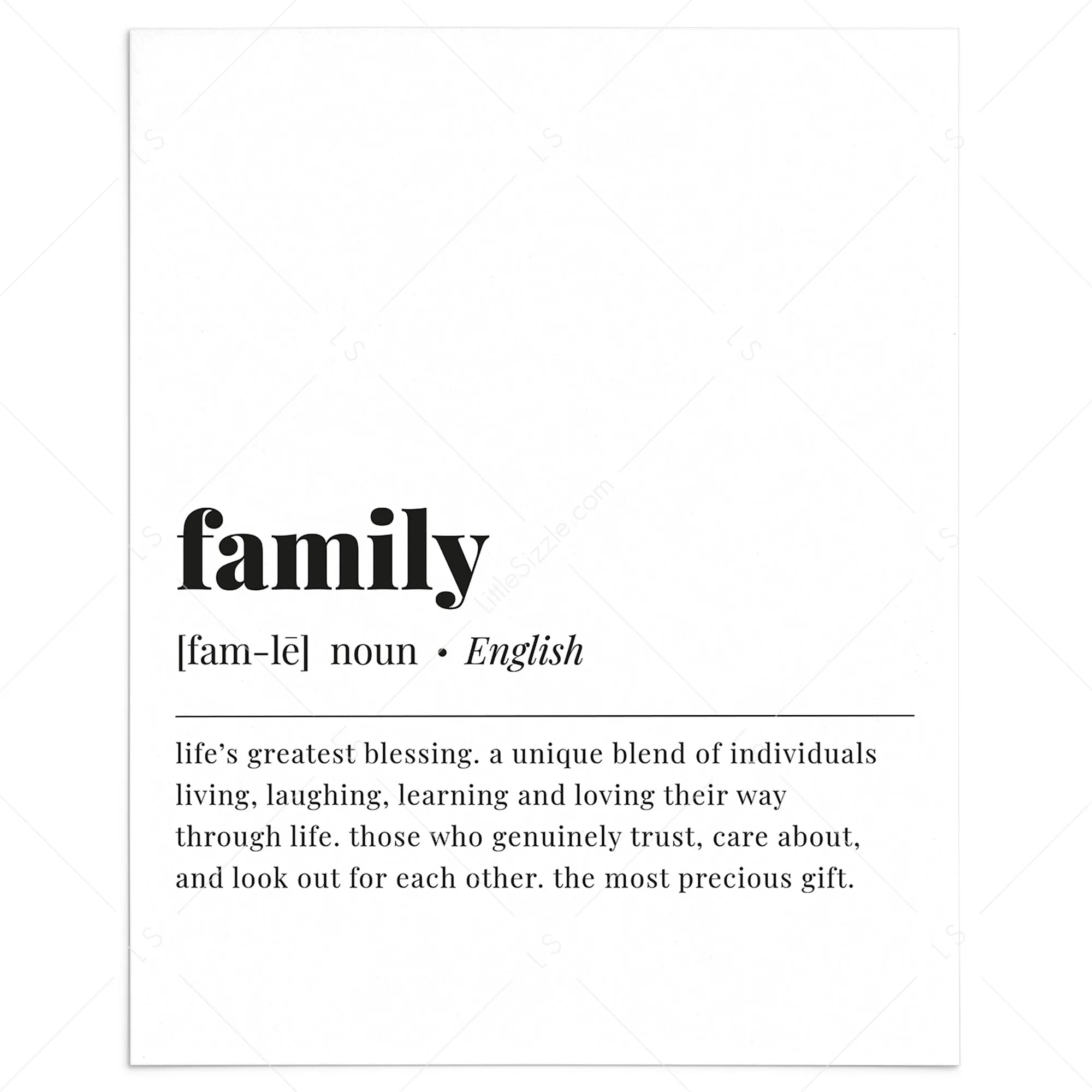 Family Definition Print Digital Download