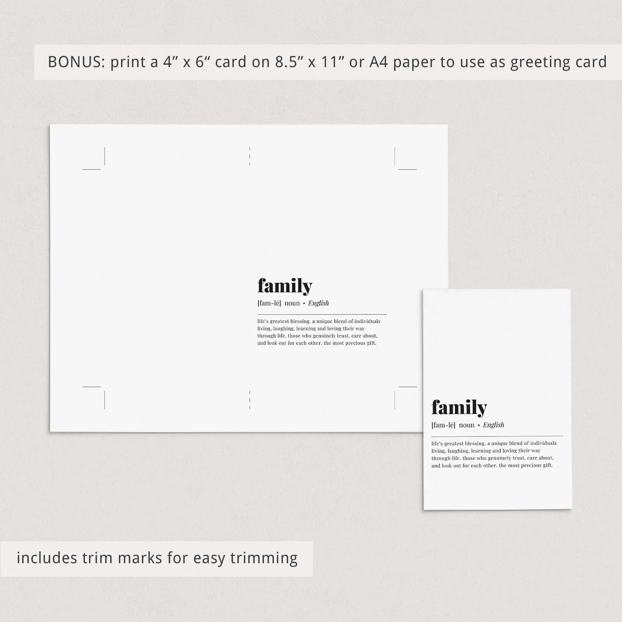 Family Definition Print Digital Download