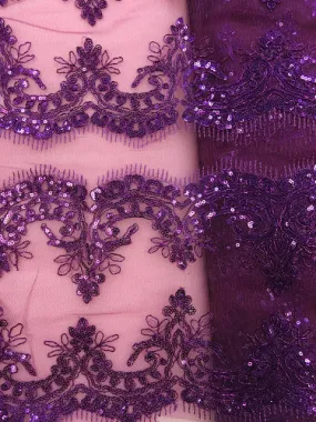 Fancy Lace - Border Lace 52-inches Wide Purple