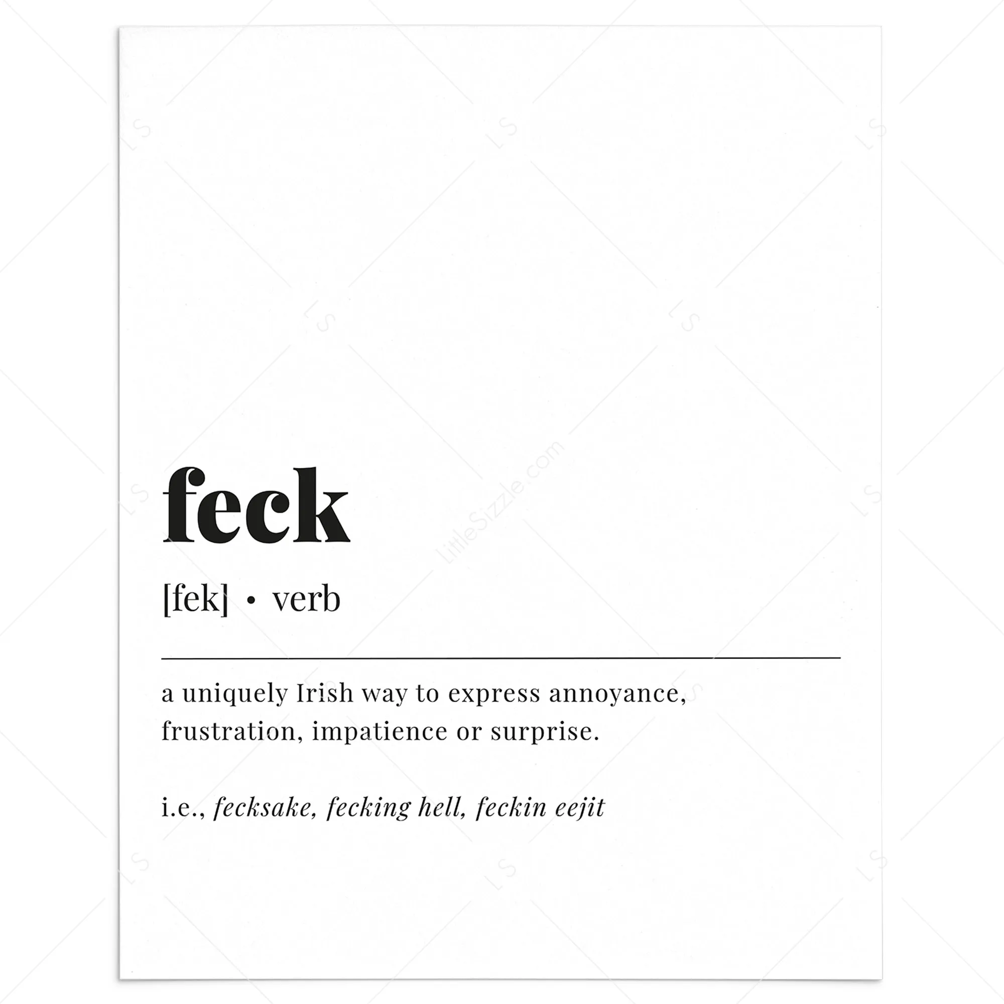 Feck Definition Print Instant Download