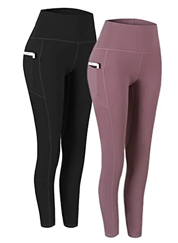 Fengbay 2 Pack High Waist Yoga Pants, Pocket Yoga Pants Tummy Control Workout Running 4 Way Stretch Yoga Leggings