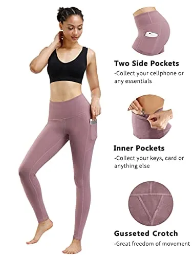 Fengbay 2 Pack High Waist Yoga Pants, Pocket Yoga Pants Tummy Control Workout Running 4 Way Stretch Yoga Leggings