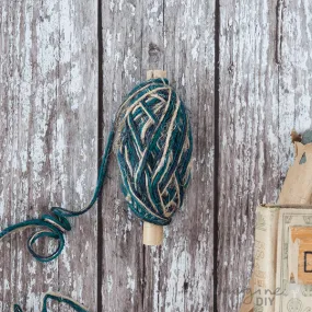 Fine Tri Colour Flaxcord - Teal, Navy and Natural