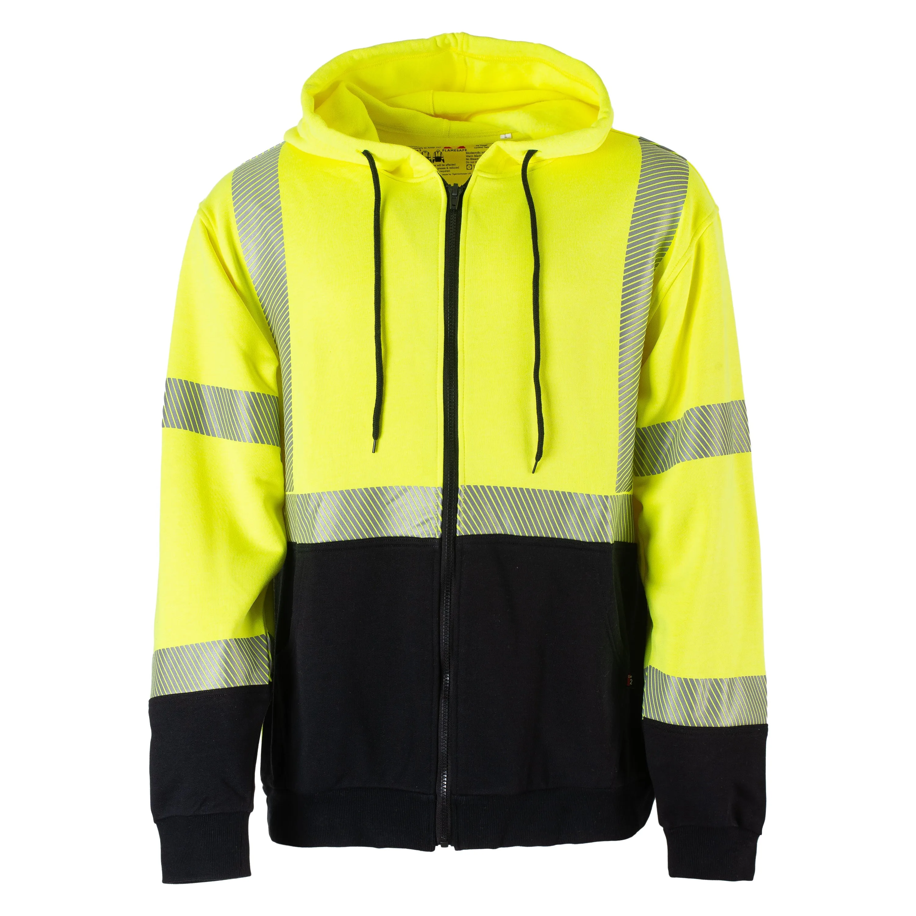 Flamesafe Workwear FR Flame Resistant Hi Vis Fleece Zip Hoodie Sweatshirt - CAT 2