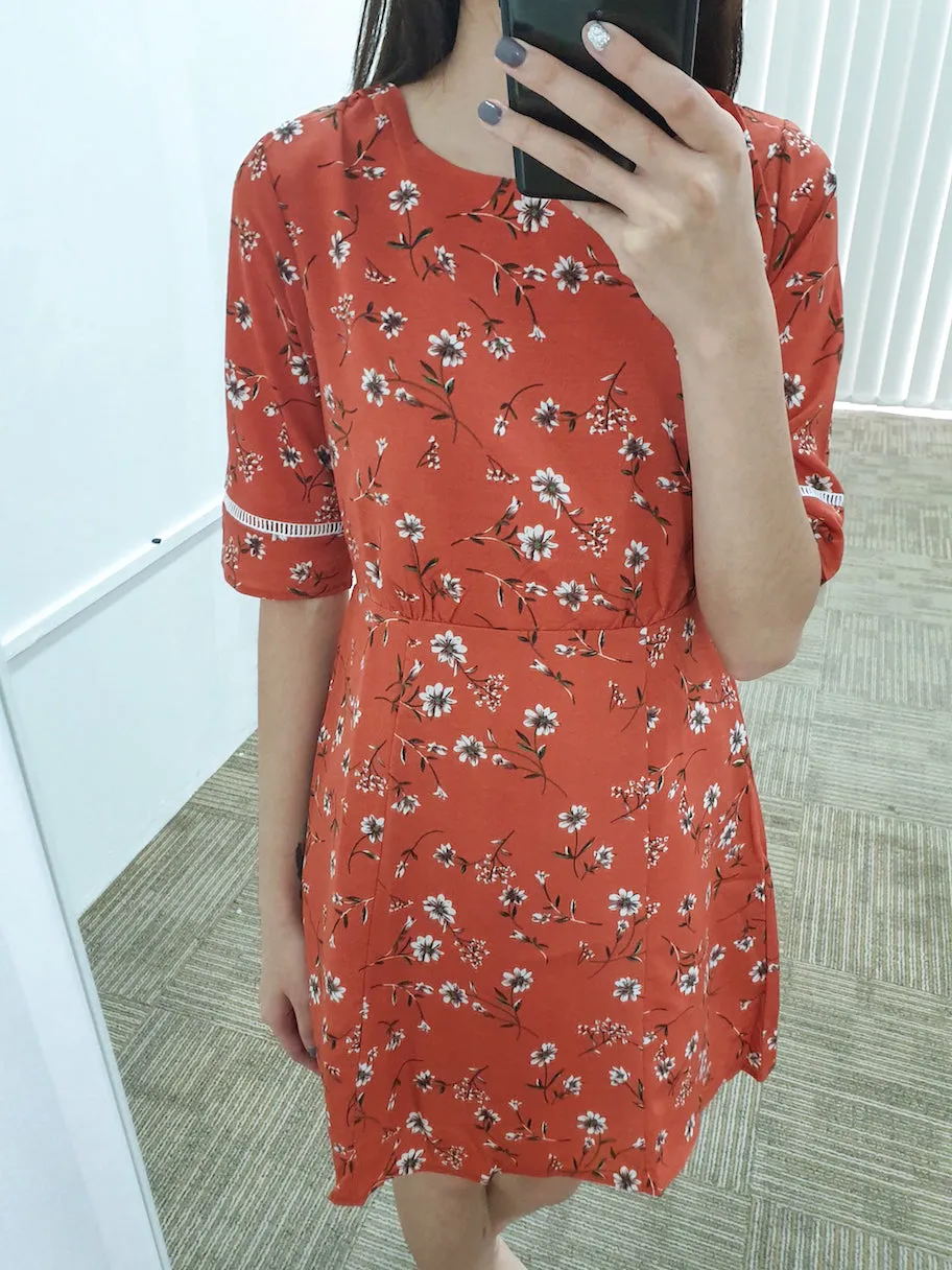 Floral Laser Trim Dress