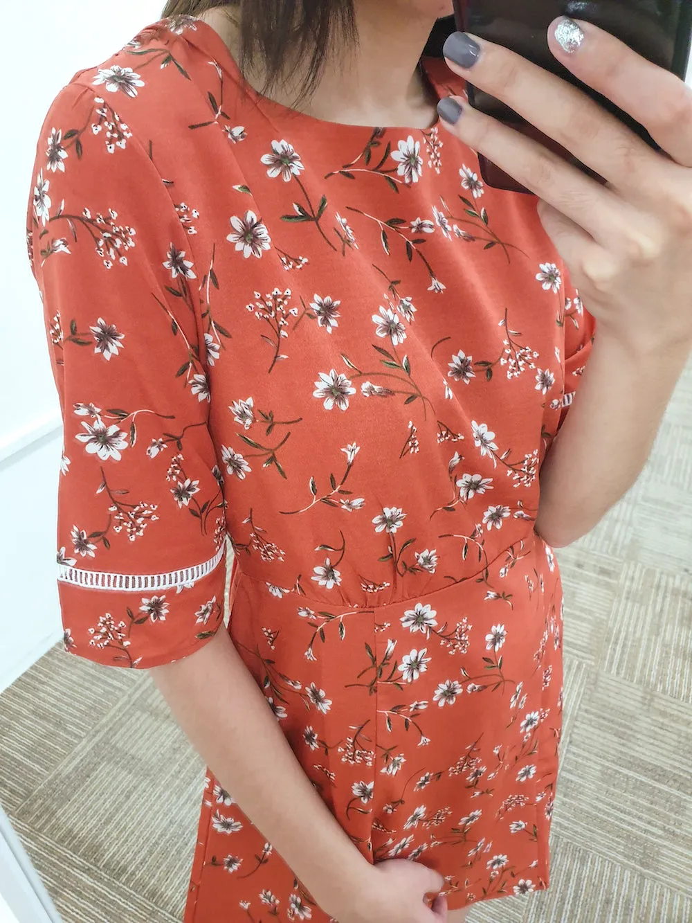Floral Laser Trim Dress