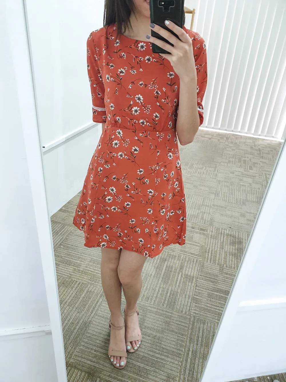 Floral Laser Trim Dress