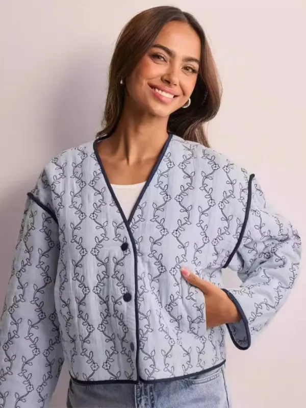 Floral Quilted Jacket for Women