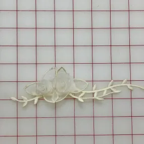 Flowers - Organza Ivory Iron-On Flowers with Vine 7-in