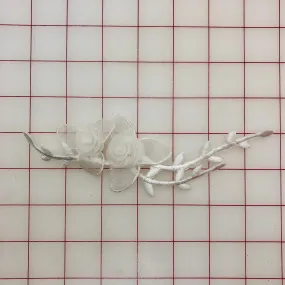 Flowers - Organza White Iron-On Flowers with Vine 7-in